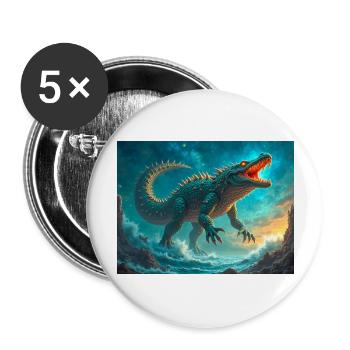 Cipactli, monstre de création aztèque de primordial - Lot de 5 grands badges (56 mm) - blanc - Devant