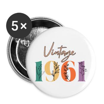 Vintage 1961 Floral - Buttons large 2.2''/56 mm (5-pack) - white - Front