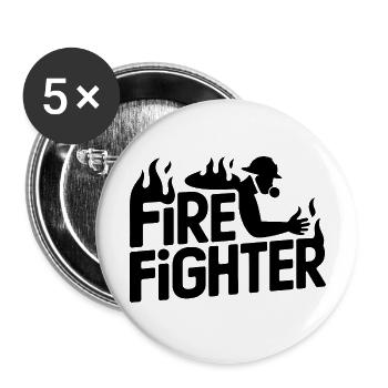 Fire fighter - Cool Hero Logo - Buttons groß 56 mm (5er Pack) - Weiß - Vorne