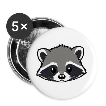 Raccoon - Buttons large 2.2''/56 mm (5-pack) - white - Front