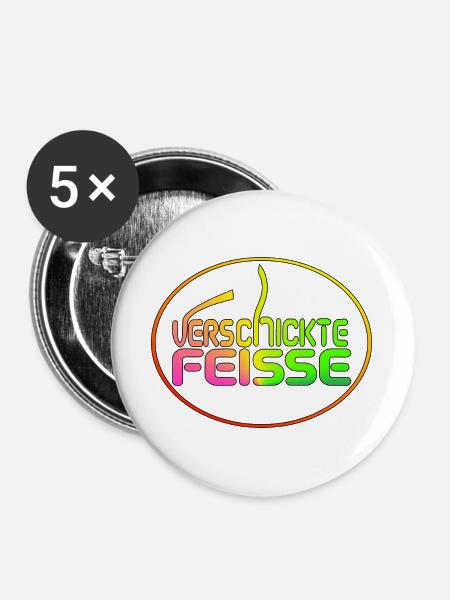 Verschickte Feisse - Buttons groß 56 mm (5er Pack) - Weiß