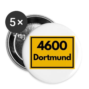 Town sign - then retro old zip code DORTMUND - Buttons large 2.2''/56 mm (5-pack) - white - Front