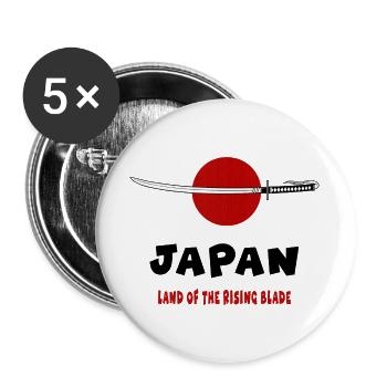 Japan – Land der aufgehenden Klinge - Buttons groß 56 mm (5er Pack) - Weiß - Vorne
