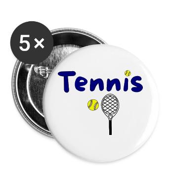 Tennis design with ball and racket - Buttons large 2.2''/56 mm (5-pack) - white - Front