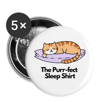 Cat Sleep Shirt | Perfect Sleep Shirt, Purrfect - Buttons large 2.2''/56 mm (5-pack) - white - Front