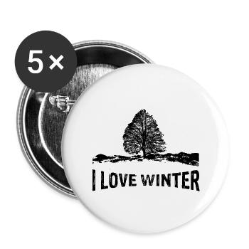 I love Winter mit kargem Ba - Buttons groß 56 mm (5er Pack) - Weiß - Vorne