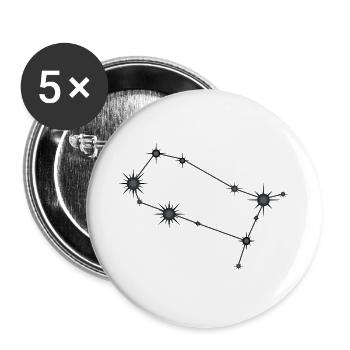 Gémeaux Étoile Constellation Signe du zodiaque Noir et gris - Lot de 5 grands badges (56 mm) - blanc - Devant