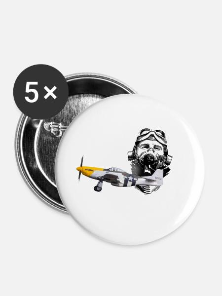 Pilot P-51 - Buttons groß 56 mm (5er Pack) - Weiß