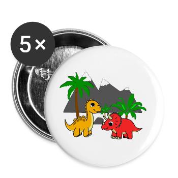 Dino Welt - Buttons groß 56 mm (5er Pack) - Weiß - Vorne
