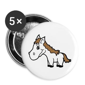 Pferd Süß Pony Fohlen Pferdemädchen Niedlich Comic - Buttons groß 56 mm (5er Pack) - Weiß - Vorne