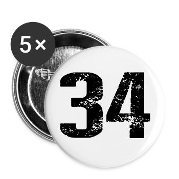 34 Number Jersey - Buttons large 2.2''/56 mm (5-pack) - white - Front