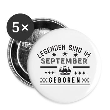 Les légendes naissent en septembre - Anniversaire - Lot de 5 grands badges (56 mm) - blanc - Devant