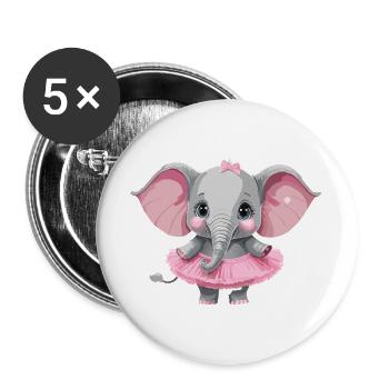 Elefant_im_Tuettue3 - Lot de 5 grands badges (56 mm) - blanc - Devant