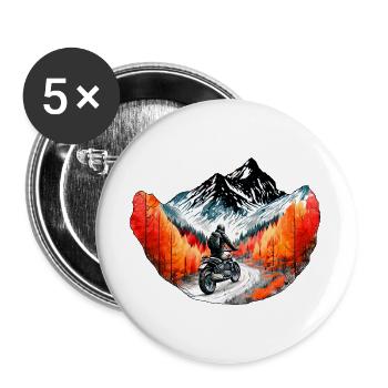Motorcyclists in the mountains - Buttons large 2.2''/56 mm (5-pack) - white - Front
