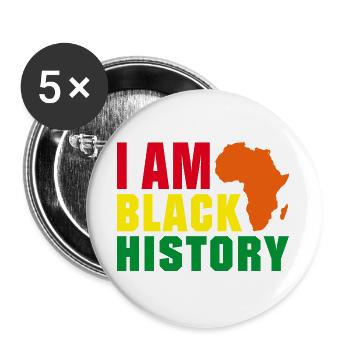 I am Black History - Buttons groß 56 mm (5er Pack) - Weiß - Vorne