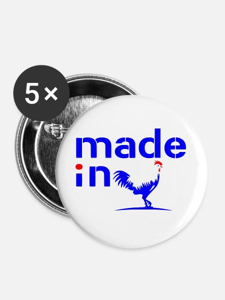 Hergestellt in Frankreich - Buttons groß 56 mm (5er Pack) - Weiß