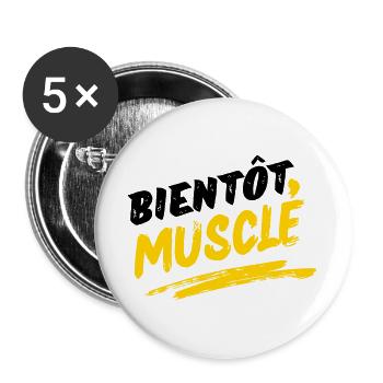 Energetic Muscular Design in Urban Style - Buttons large 2.2''/56 mm (5-pack) - white - Front