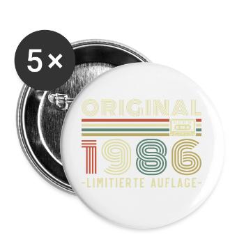 Original 1986 Vintage Vintage Anniversaire Rétro - Lot de 5 grands badges (56 mm) - blanc - Devant