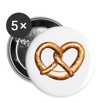 Heart Shaped Pretzel - Buttons large 2.2''/56 mm (5-pack) - white - Front