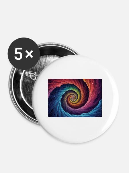 Bunter galaktischer Wirbel - Buttons groß 56 mm (5er Pack) - Weiß