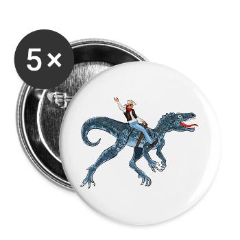 Adventurous Dinosaur Rider - Buttons large 2.2''/56 mm (5-pack) - white - Front