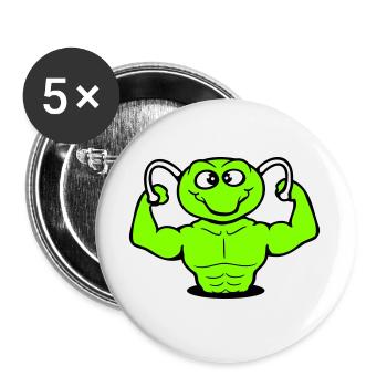 Caterpillar Bodybuilder Muscle Building Strong Fitness Gym - Buttons large 2.2''/56 mm (5-pack) - white - Front