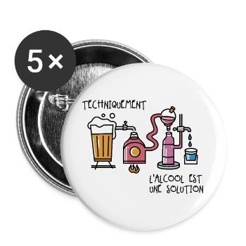 Chemie & Party Schüler & Lehrer Verrückte Partys - Buttons groß 56 mm (5er Pack) - Weiß - Vorne