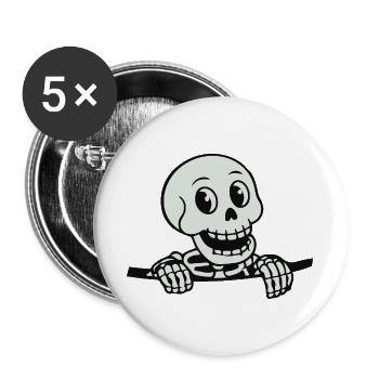 Verspieltes Skelett-Cartoon-Design - Buttons groß 56 mm (5er Pack) - Weiß - Vorne