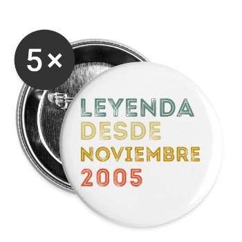 Novembre 2005 Vintage Rétro Anniversaire - Lot de 5 grands badges (56 mm) - blanc - Devant
