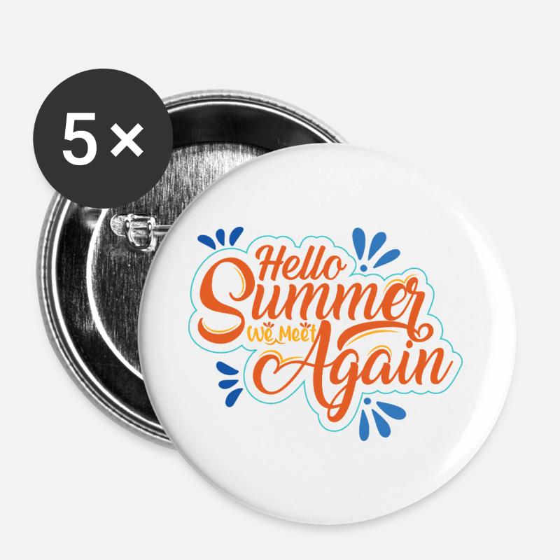 Summer inscription with cheerfulness - Buttons large 2.2''/56 mm (5-pack) - white