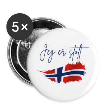 Norway  - Lot de 5 grands badges (56 mm) - blanc - Devant