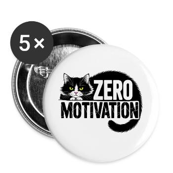 Null Motivation Katze - Buttons groß 56 mm (5er Pack) - Weiß - Vorne