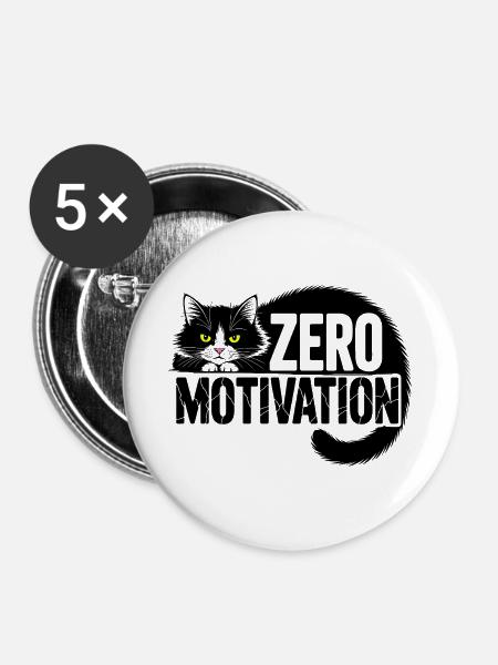 Null Motivation Katze - Buttons groß 56 mm (5er Pack) - Weiß