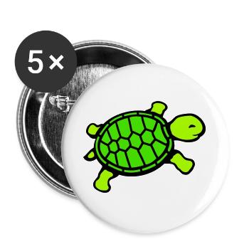 turtle cute smiling happy funny - Buttons large 2.2''/56 mm (5-pack) - white - Front