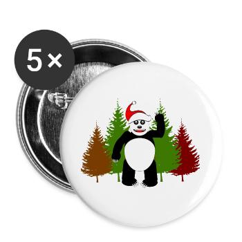 PÈRE NOËL PANDA - Lot de 5 grands badges (56 mm) - blanc - Devant