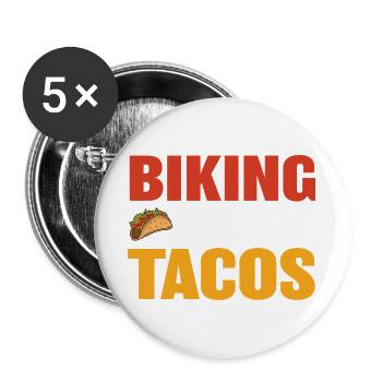 Biking and tacos design for leisure - Buttons large 2.2''/56 mm (5-pack) - white - Front