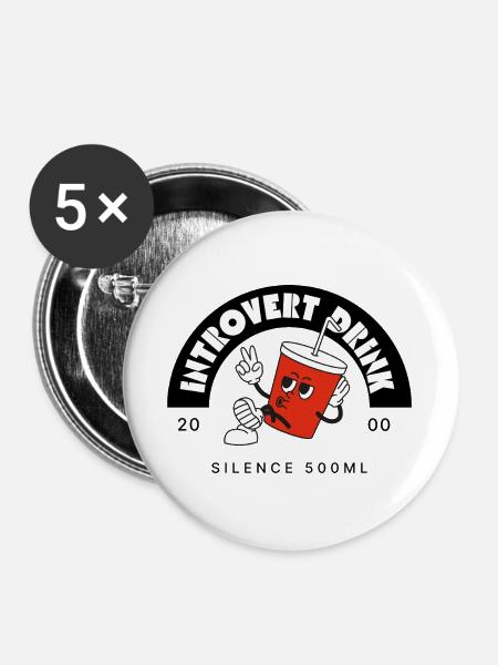 Introvertiert - Buttons groß 56 mm (5er Pack) - Weiß