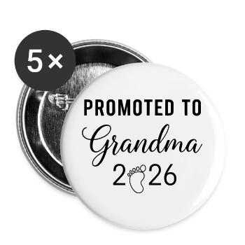 Promoted To Grandma 2026 - Buttons large 2.2''/56 mm (5-pack) - white - Front