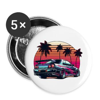 JDM car Japanese Retro Car Racing Drifting Legend - Buttons large 2.2''/56 mm (5-pack) - white - Front