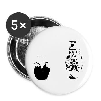 Keramik Topf Duo – Minimalistische Illustration - Buttons groß 56 mm (5er Pack) - Weiß - Vorne