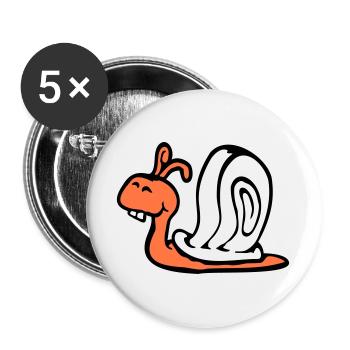 Schnecke Hasenzähne niedlich süß glücklich lustig - Buttons groß 56 mm (5er Pack) - Weiß - Vorne