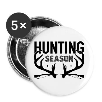Saison de chasse - Lot de 5 grands badges (56 mm) - blanc - Devant