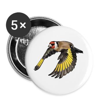 Stieglitz im Flug - Buttons groß 56 mm (5er Pack) - Weiß - Vorne