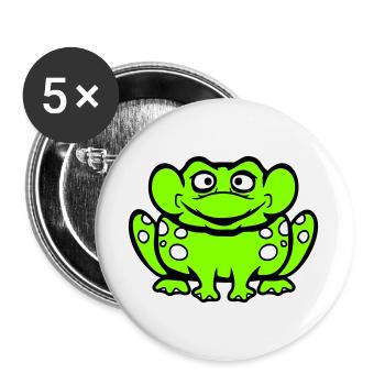 grenouille crapaud rire drôle idiot effronté assis bande dessinée - Lot de 5 grands badges (56 mm) - blanc - Devant