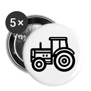 Traktor - Buttons groß 56 mm (5er Pack) - Weiß - Vorne