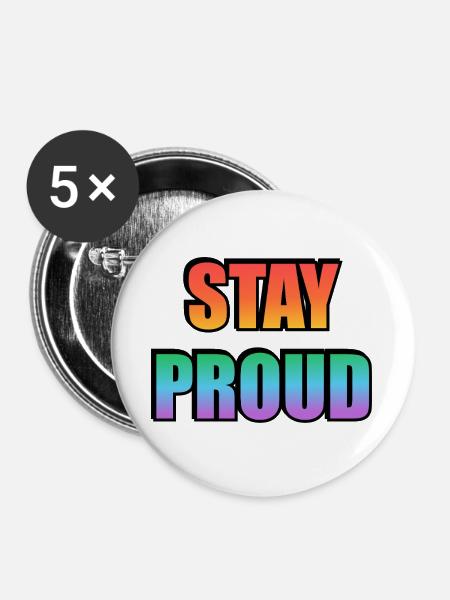 Stay Proud Gradient Text Design - Buttons groß 56 mm (5er Pack) - Weiß