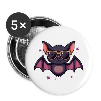 Chauve-souris cool avec lunettes de soleil - Lot de 5 grands badges (56 mm) - blanc - Devant