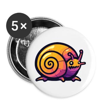 Schnecke Halloween Comic Lustig - Buttons groß 56 mm (5er Pack) - Weiß - Vorne