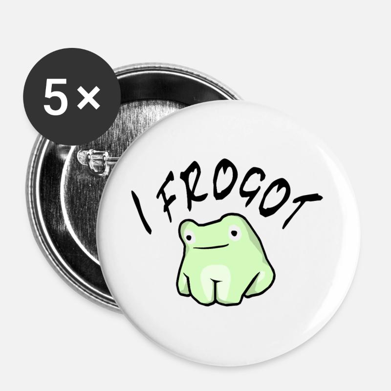 Frogot black - Buttons large 2.2''/56 mm (5-pack) - white