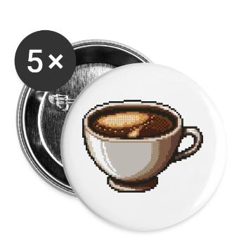 PixelKaffee Kaffeetasse Kunst - Buttons groß 56 mm (5er Pack) - Weiß - Vorne
